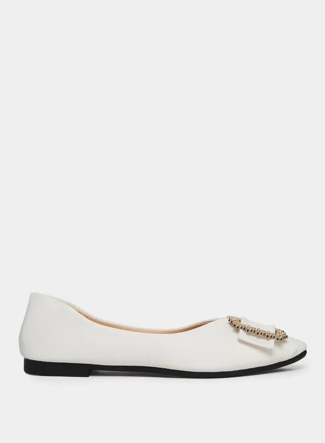 Take Two Solid Square Buckle Flats Shoes